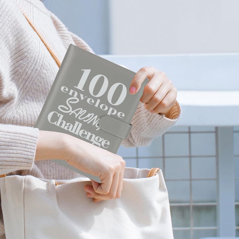 NICOOTH 100 Envelopes Money Saving Binder A5 Savings Challenge Book (A5full Grey) - Image 4